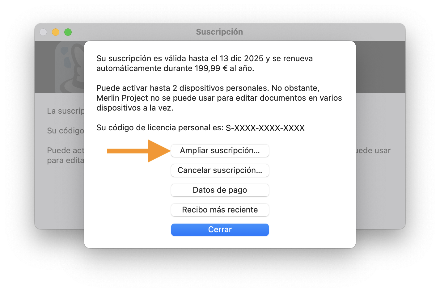 Merlin Project Ampliar suscripción