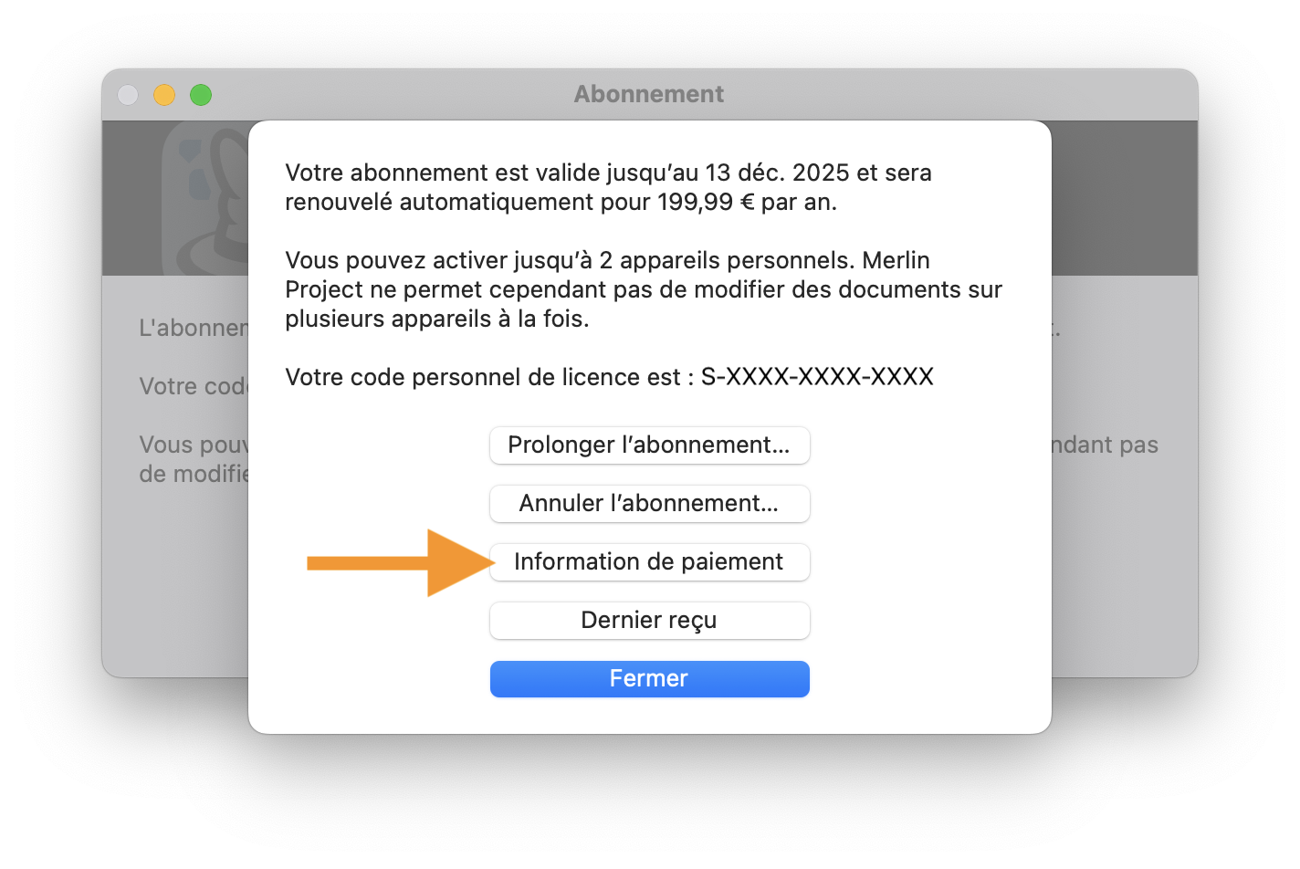 Mettre à jour les informations de paiement Mettre à jour les informations de paiement