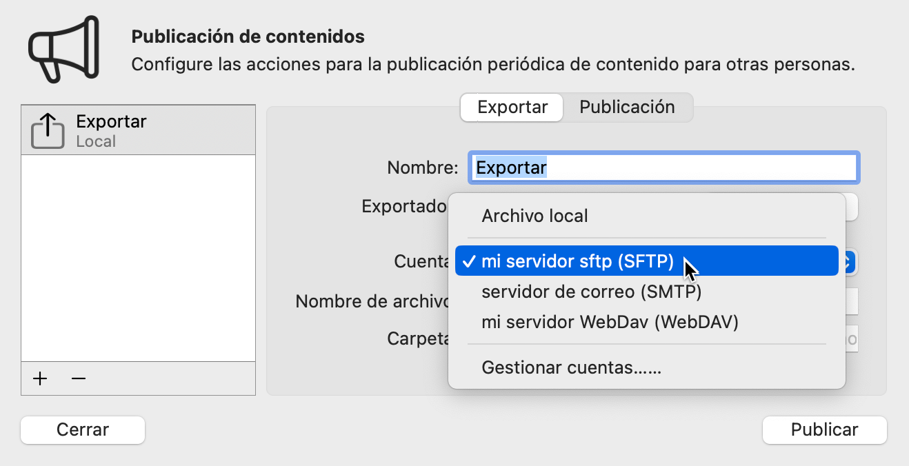 cuenta SFTP cuenta SFTP