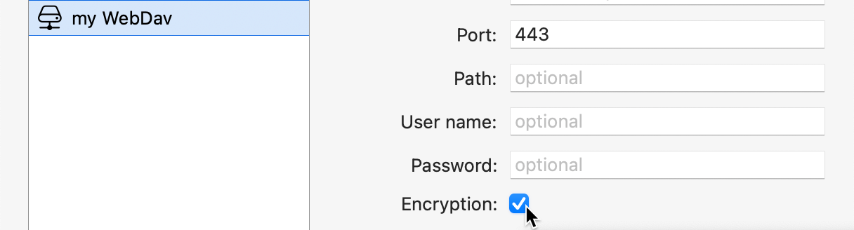 Encrypted WebDAV Account