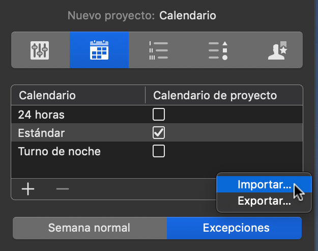 Importar Excepciones de Calendario