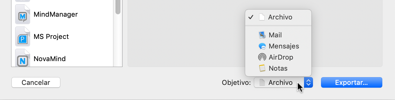 Exportar -> Calendario: Objetivo
