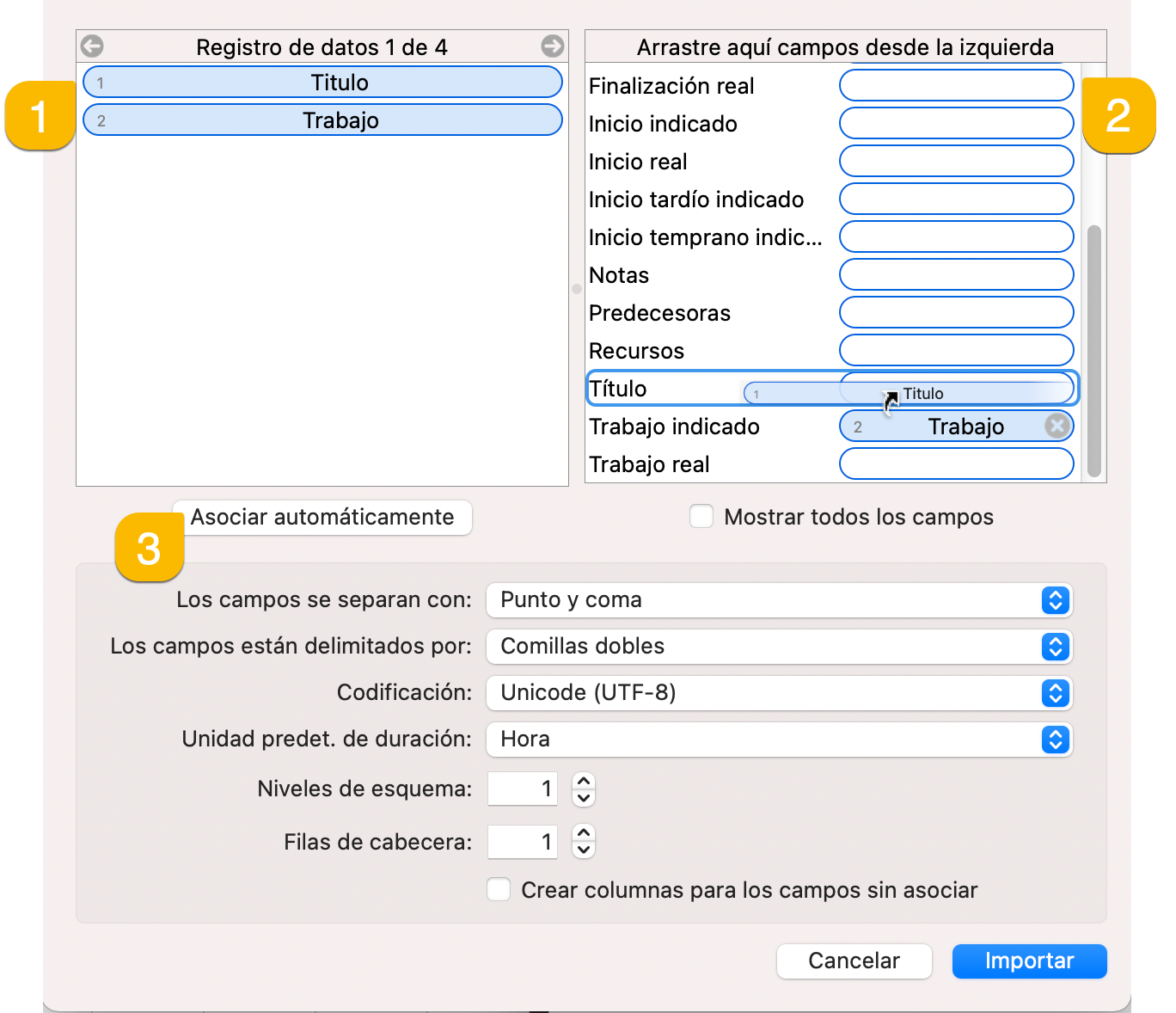 Importación de CSV en Merlin Project
