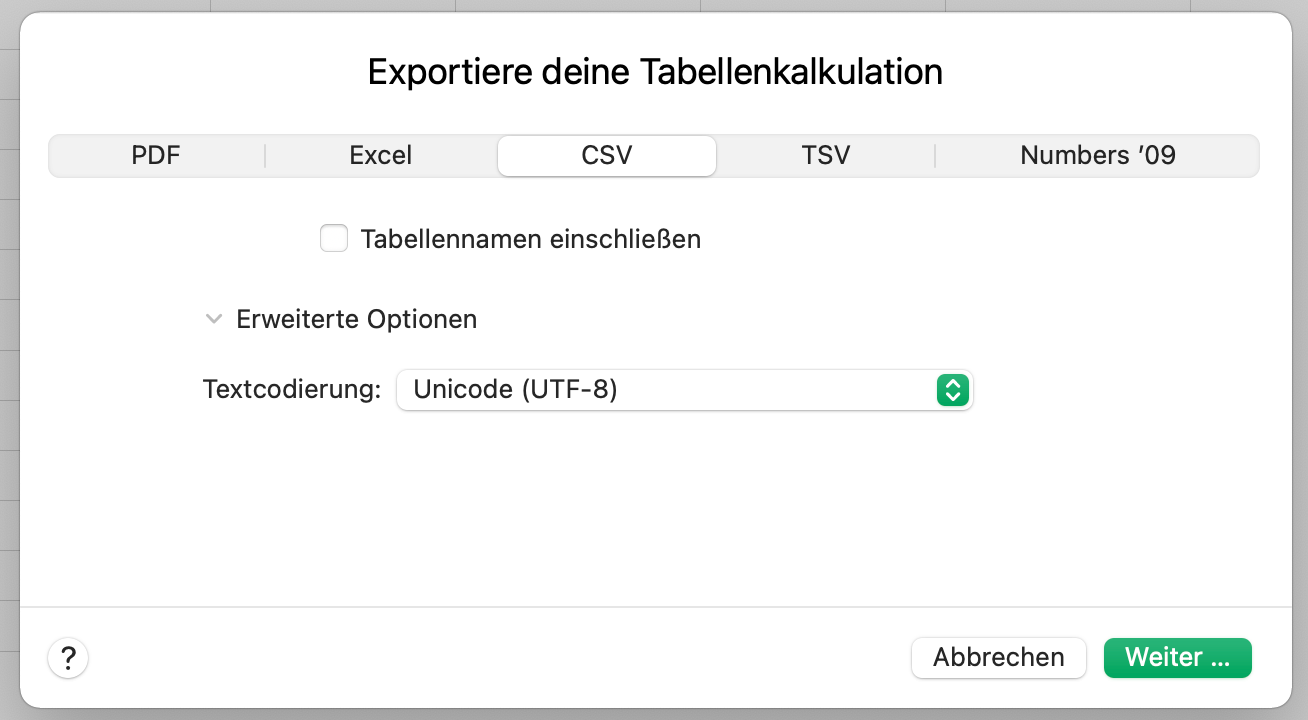 Textcodierung wählen