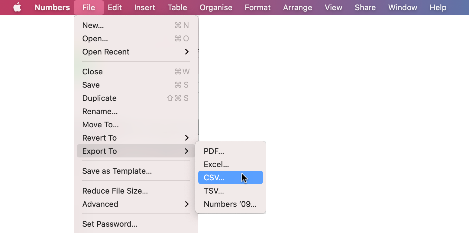 Export To CSV… Export To CSV…