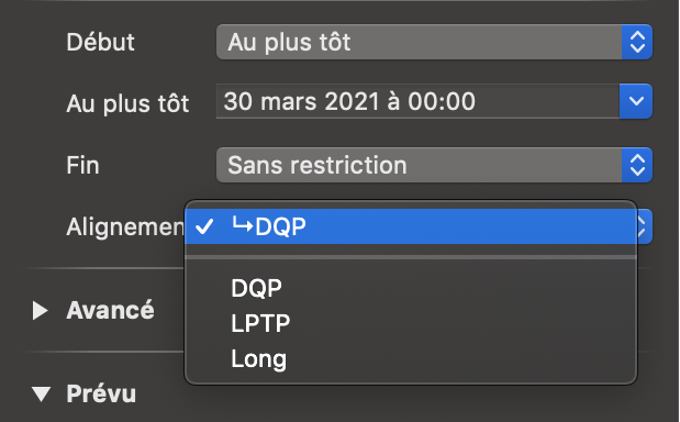 L'alignement des activités