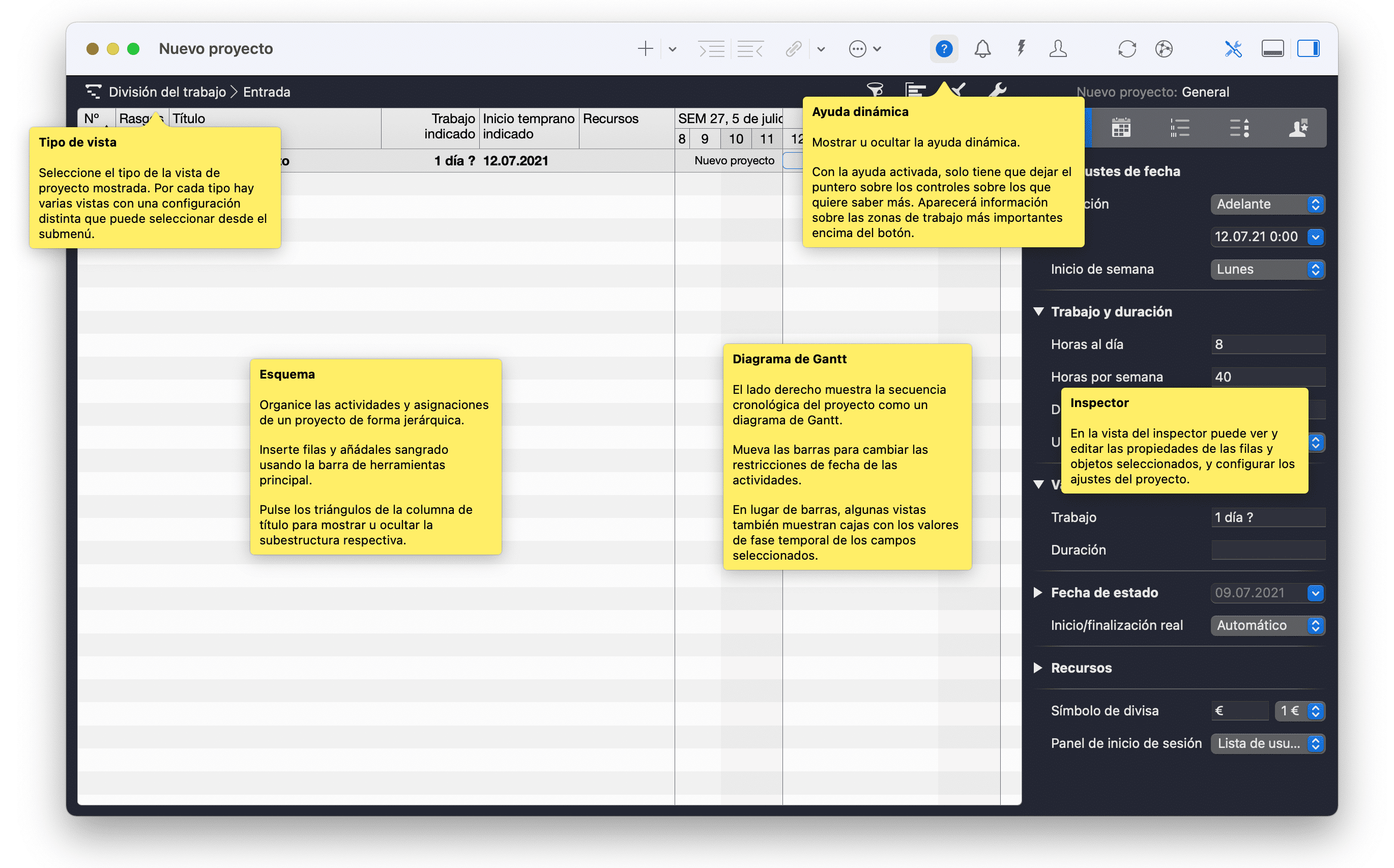 Ayuda dinámica en Merlin Project