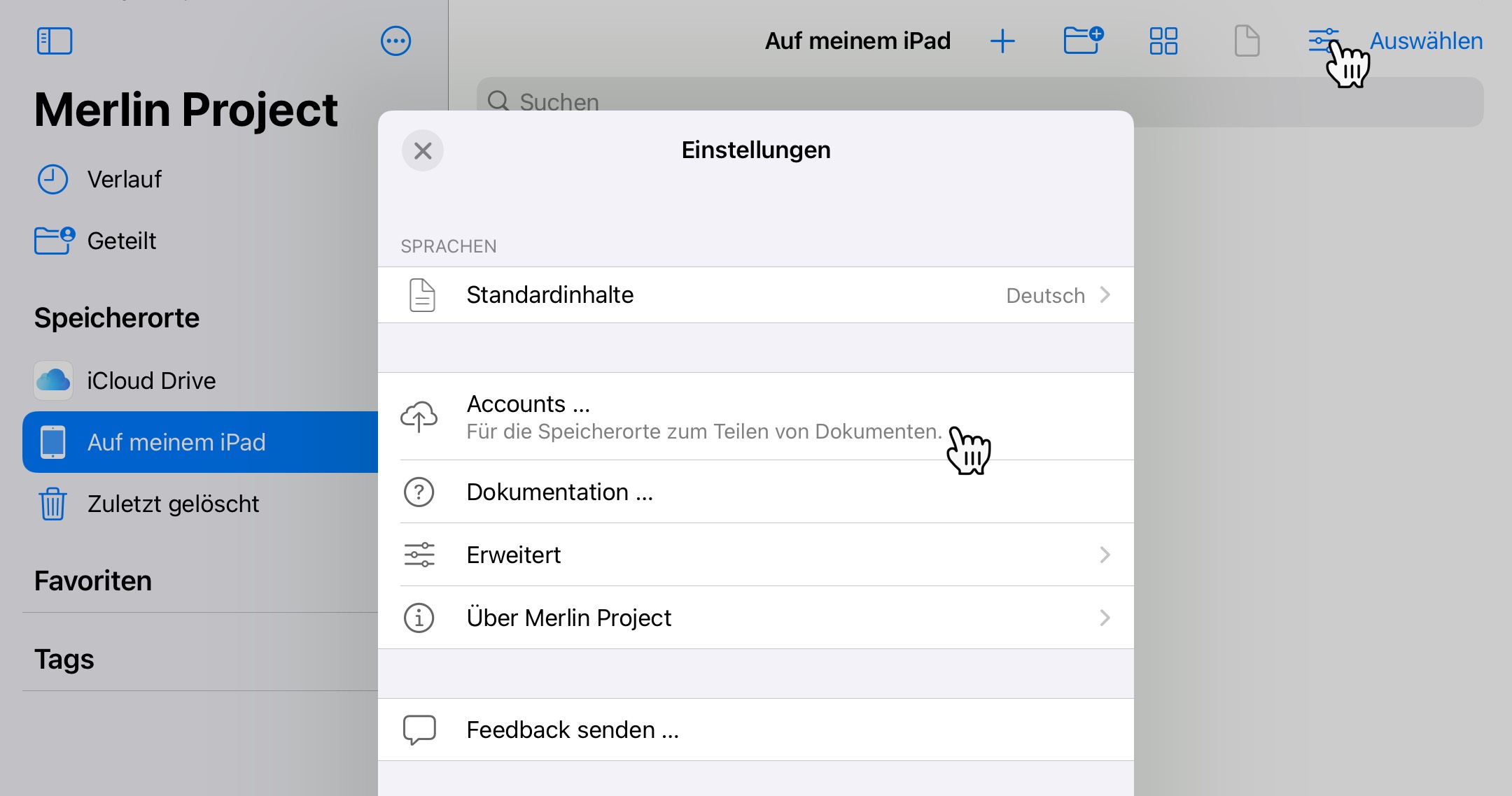 Dropbox Account hinzufügen
