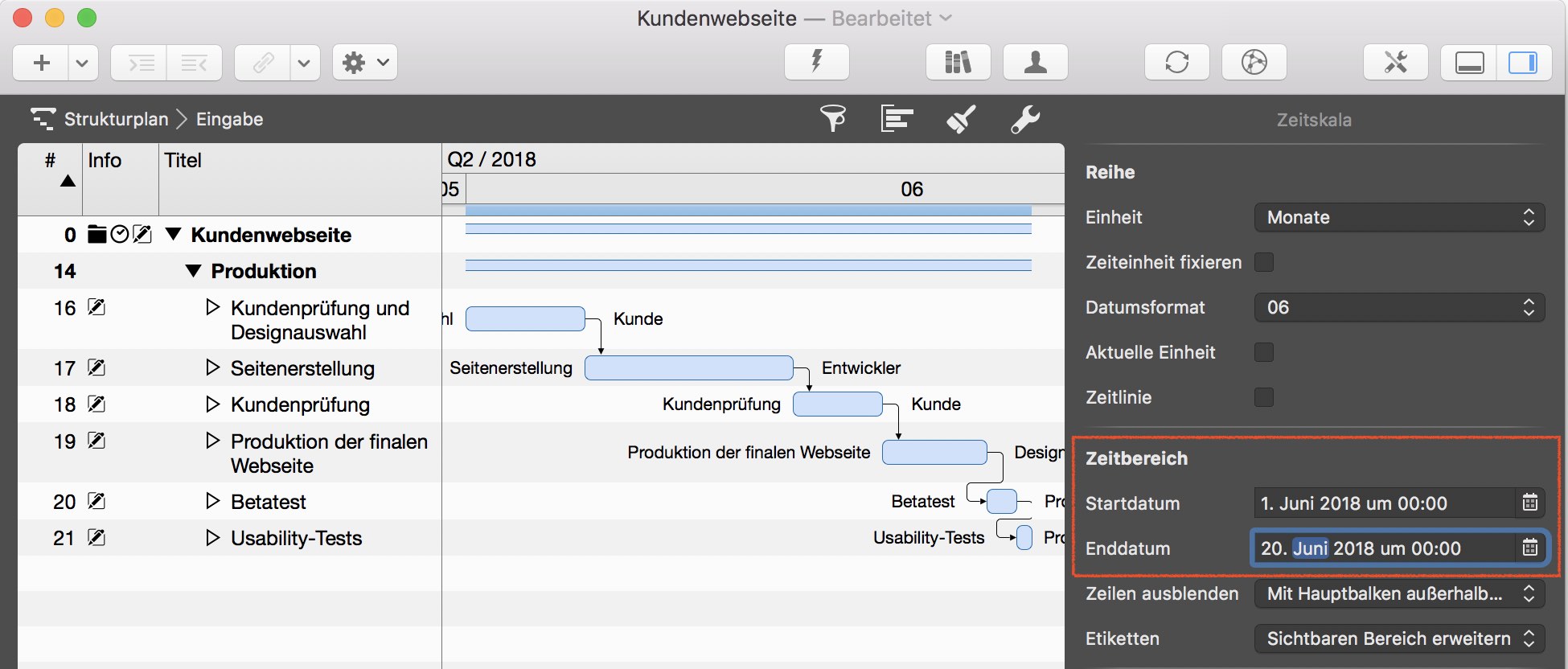 Sichtbaren Zeitbereich begrenzen