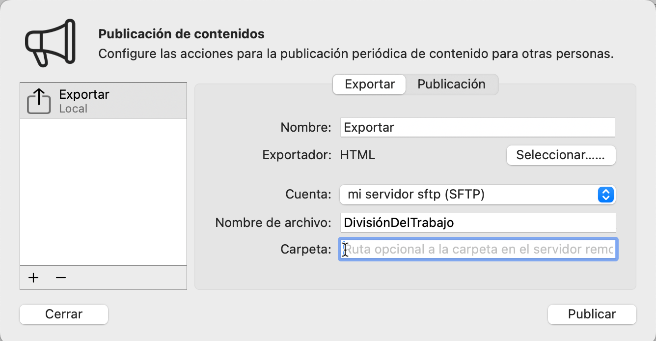 Deje la carpeta en blanco