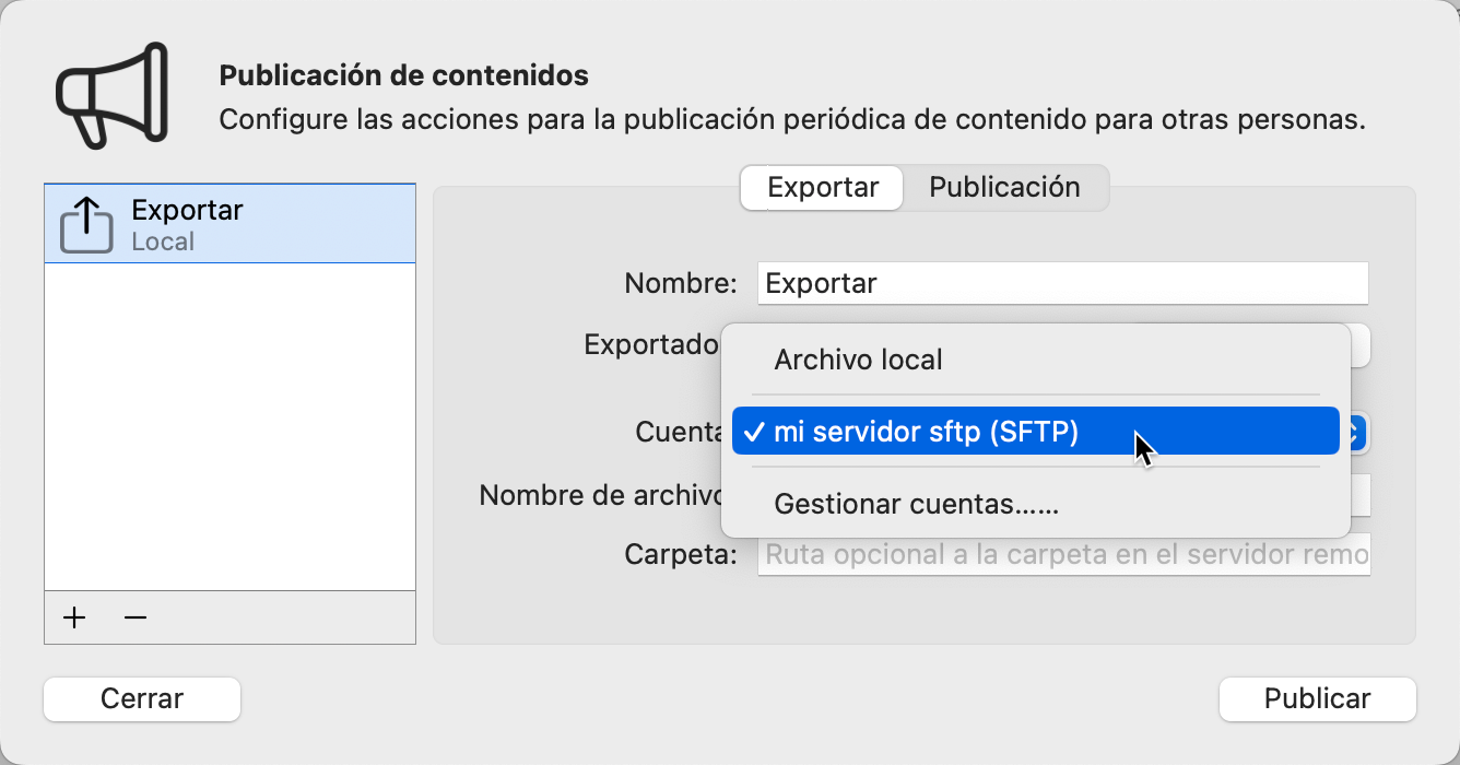 cuenta SFTP