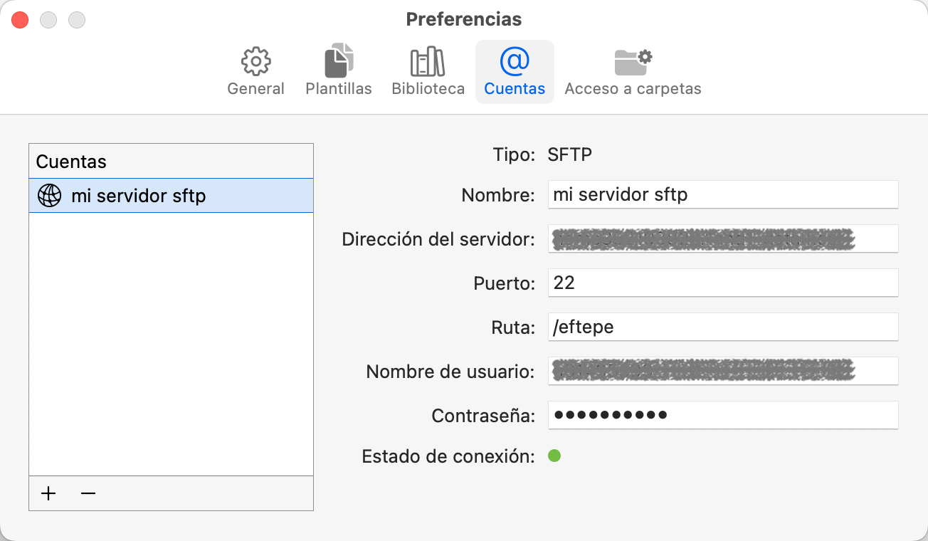 cuenta SFTP